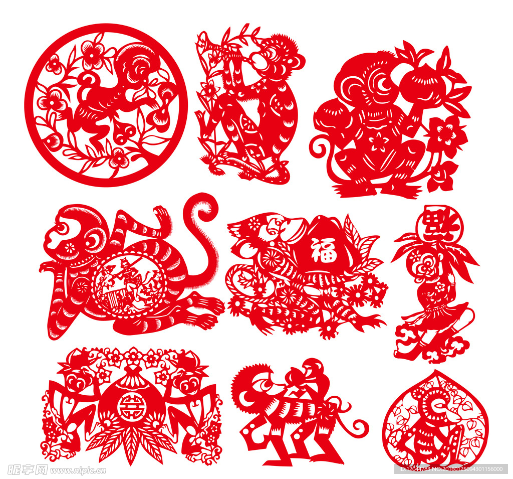 剪纸 猴子