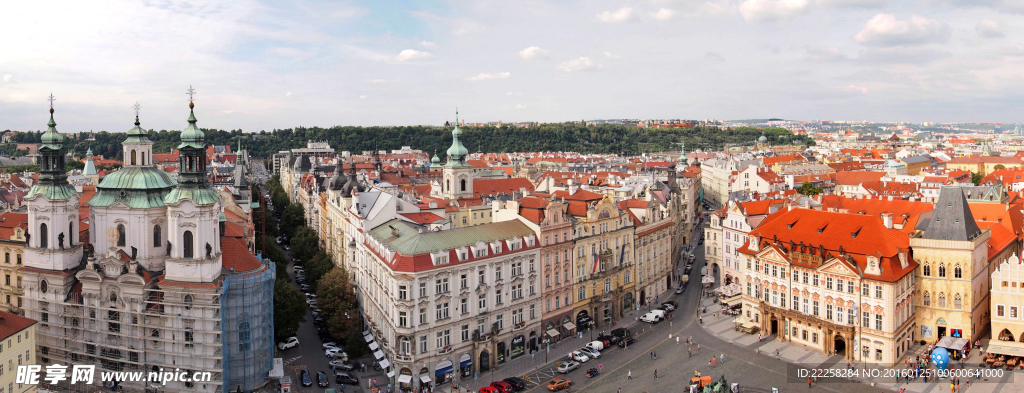 欧洲城市风景鸟瞰图