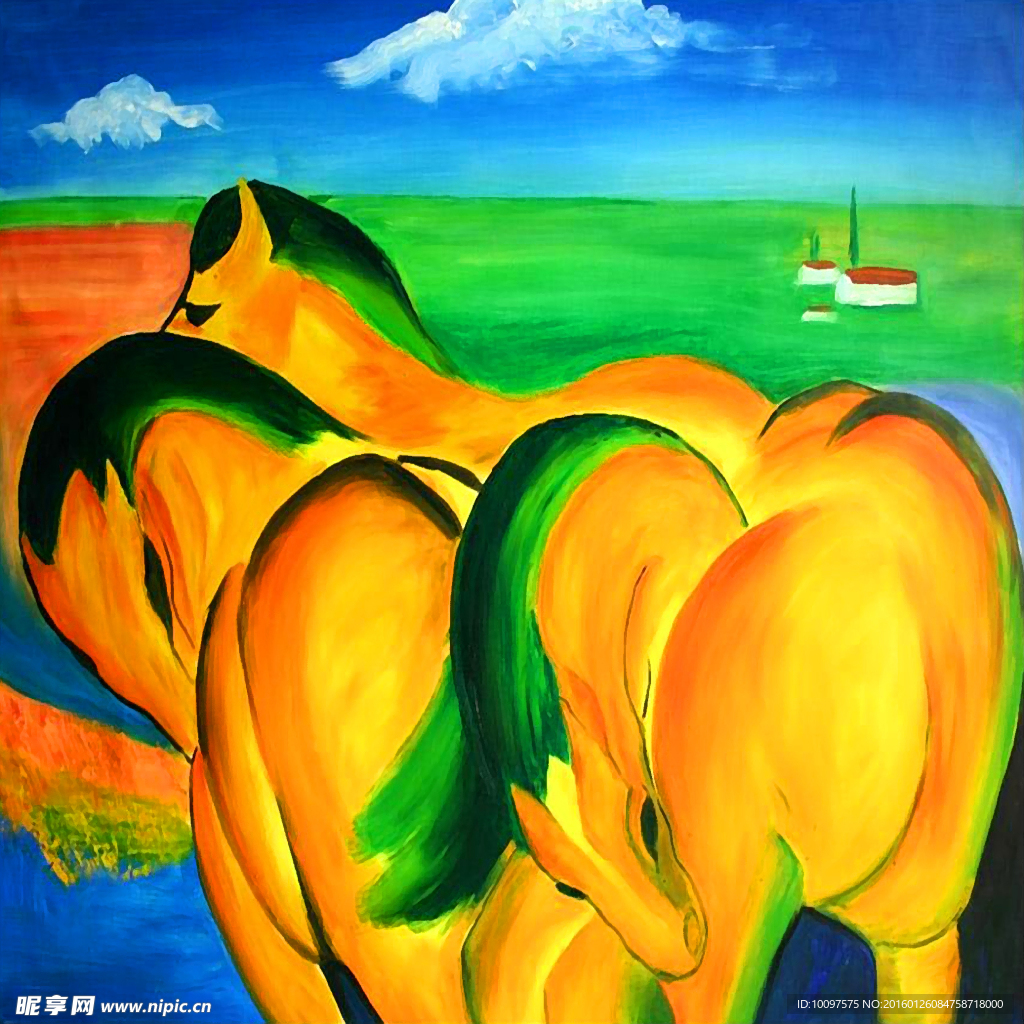 抽象马油画