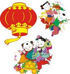 红灯笼 古代儿童 橙子
