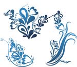 蓝色心形花纹