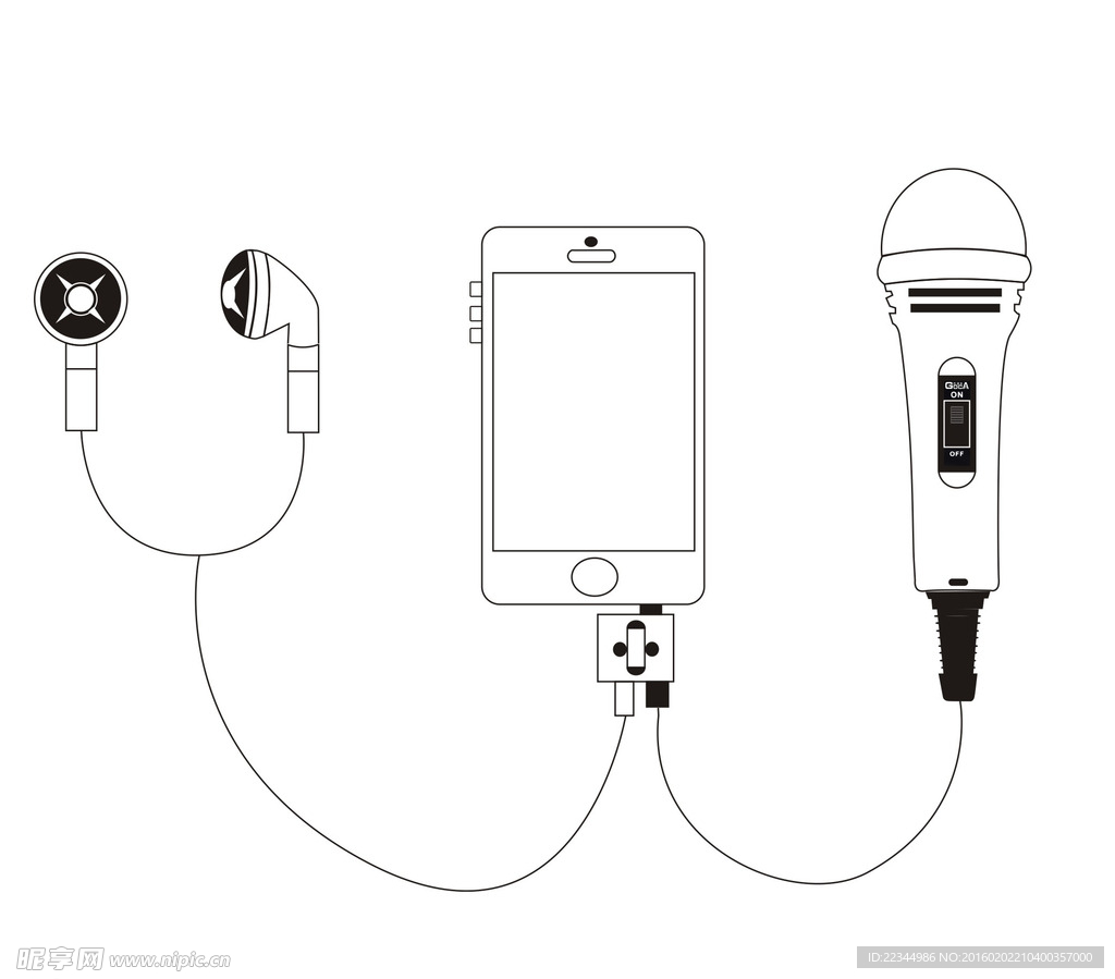 麦克风手机耳机连接示意图