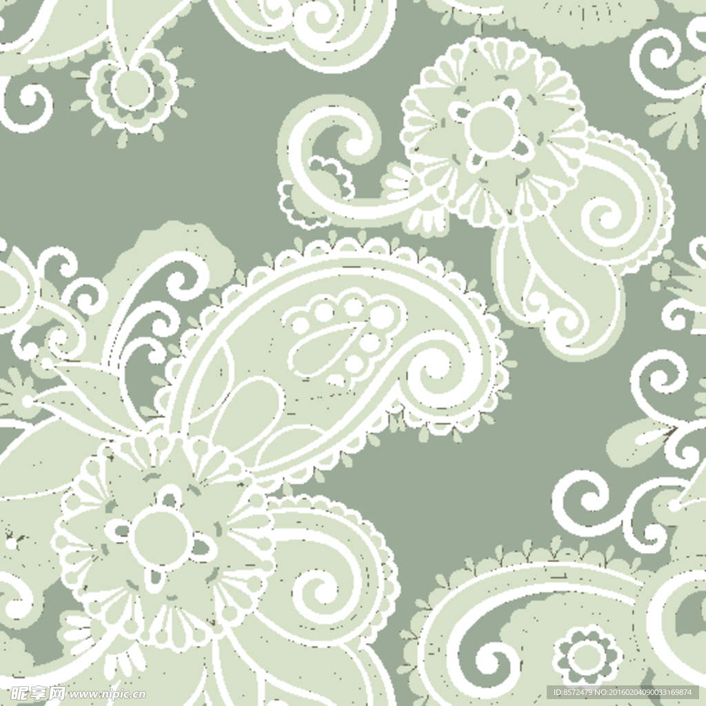 灰绿色欧式花纹背景
