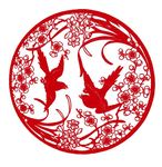 新春剪纸红梅燕子