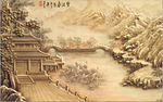 瓷砖背景墙 3D春色碧波彩图