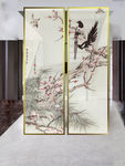艺娃玻璃绢画屏风