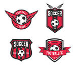 4款红色足球标签矢量素材 格式