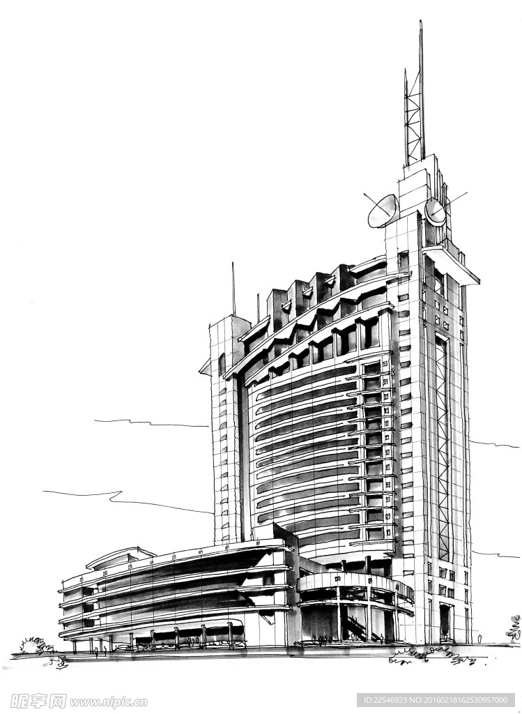 手绘建筑效果图