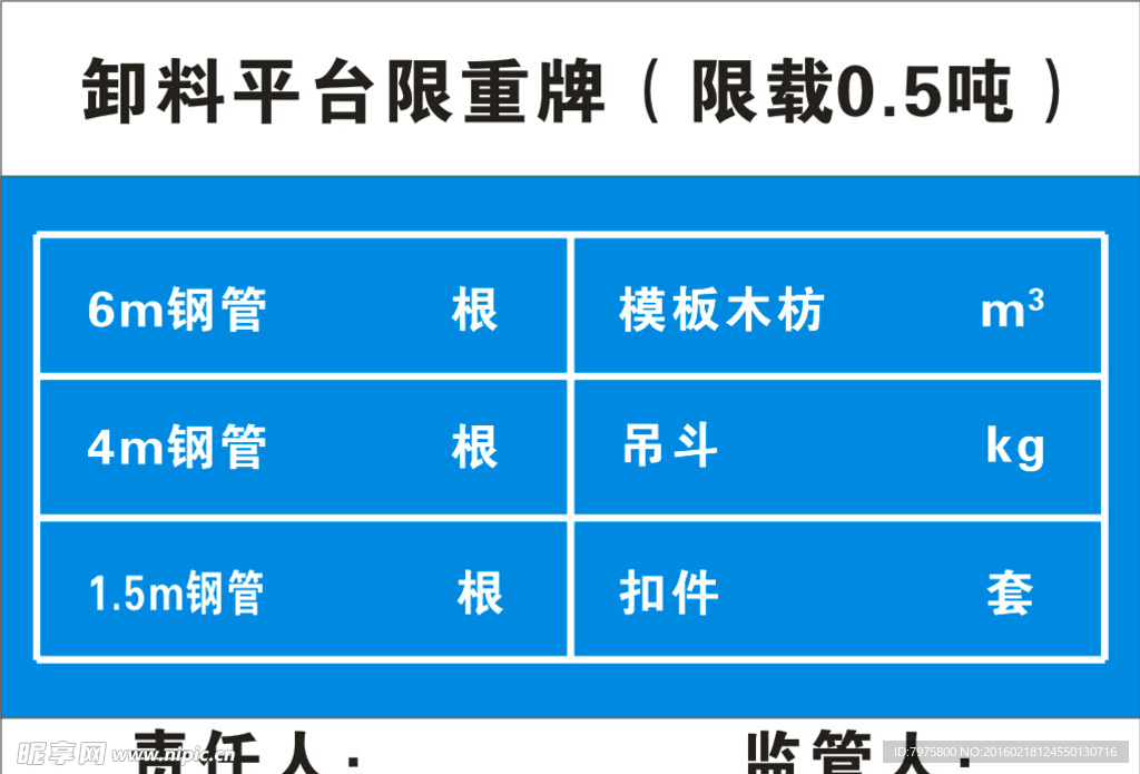 卸料平台限重牌 工地安全