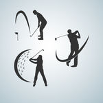 3款高尔夫球手剪影矢量素材