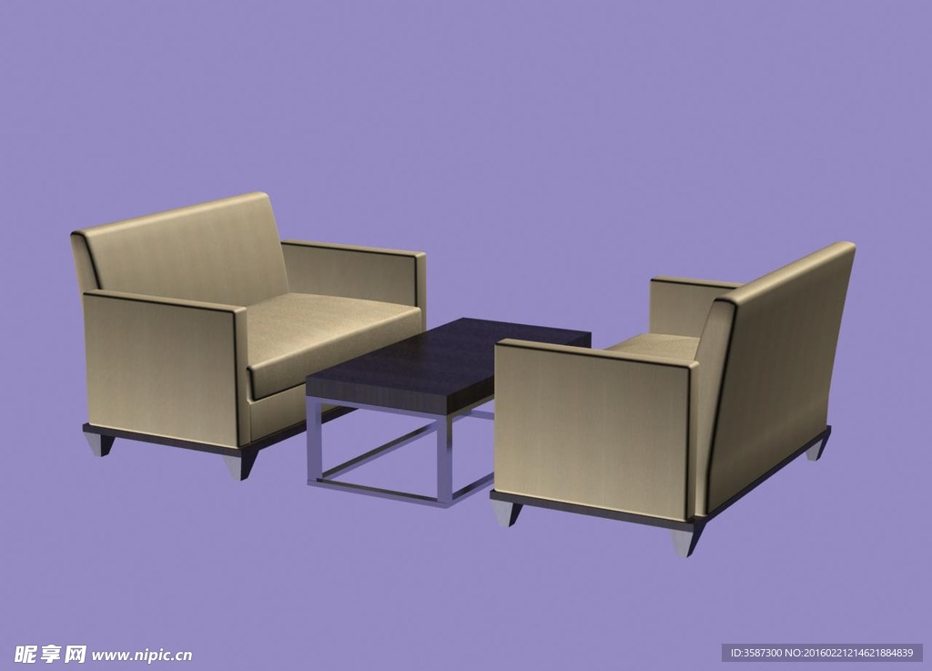 办公室沙发模型 单人沙发3D模