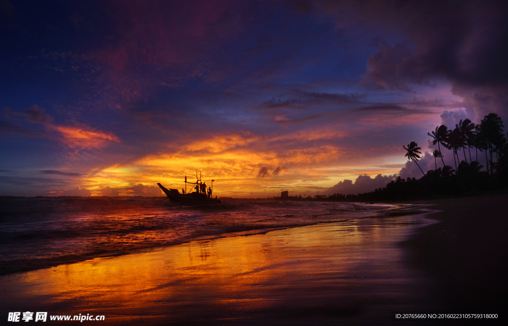 斯里兰卡黄昏海景