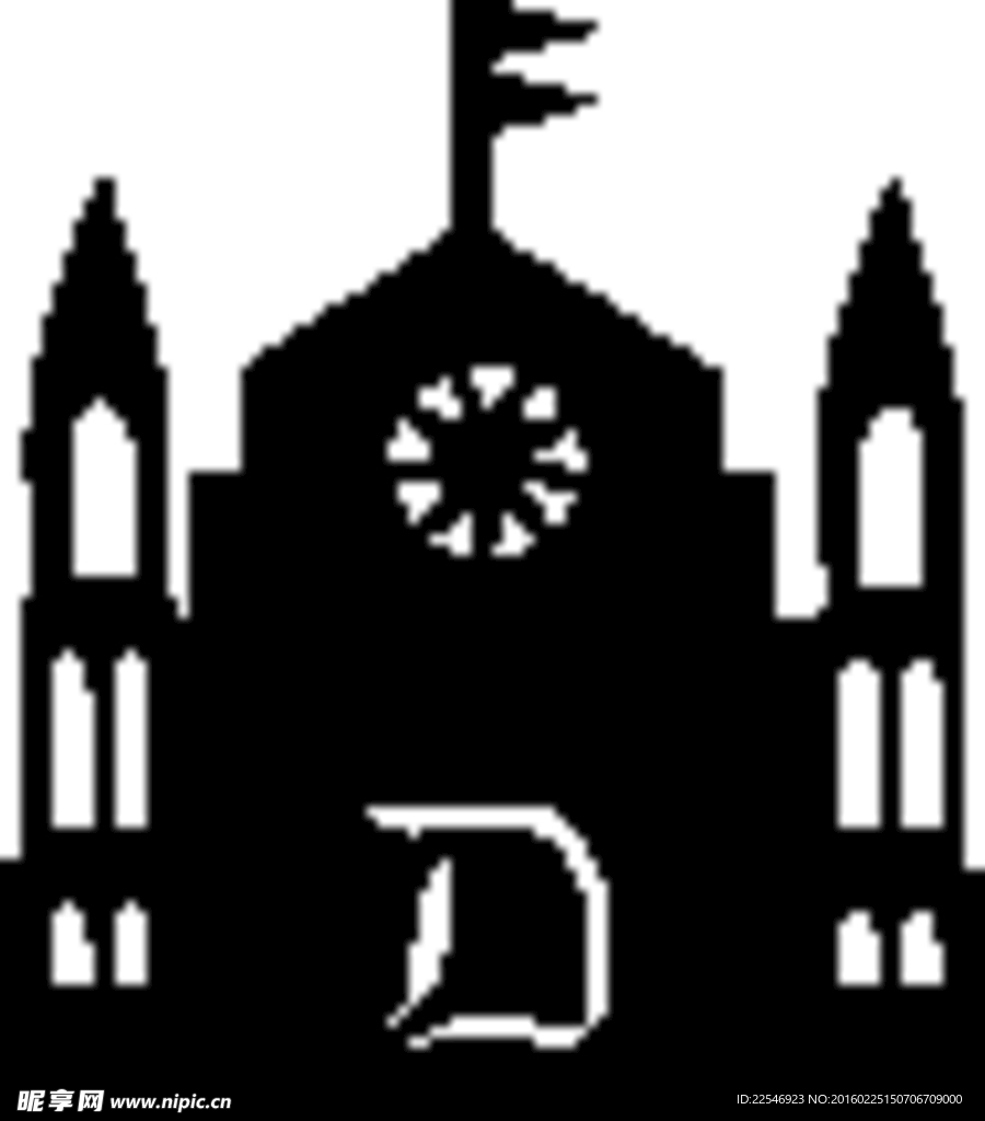 矢量黑白建筑图