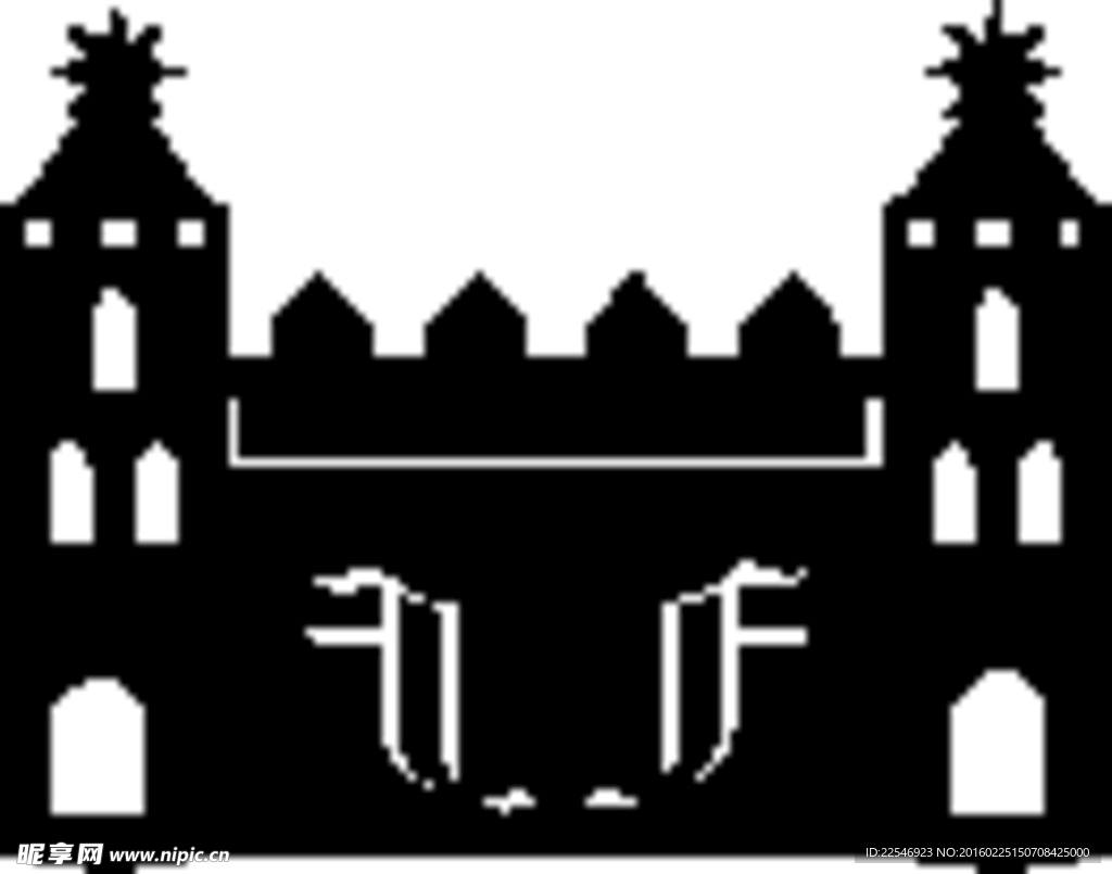 矢量黑白建筑图