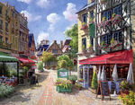 欧洲小镇街景油画图片