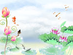 手绘荷花图