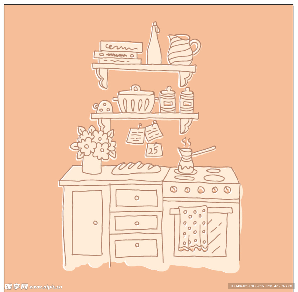 绘画厨房家具