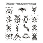 手绘昆虫图标矢量图