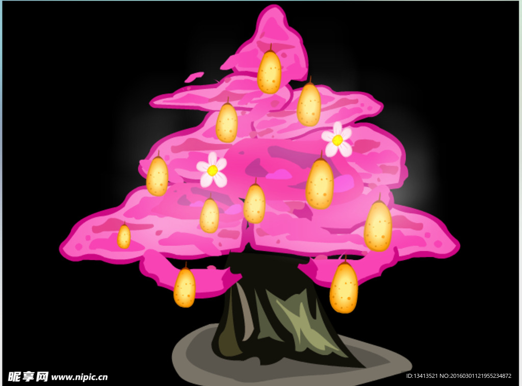 粉色梦幻的梨树flash动画