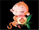 猴子抱仙桃流口水flash动画