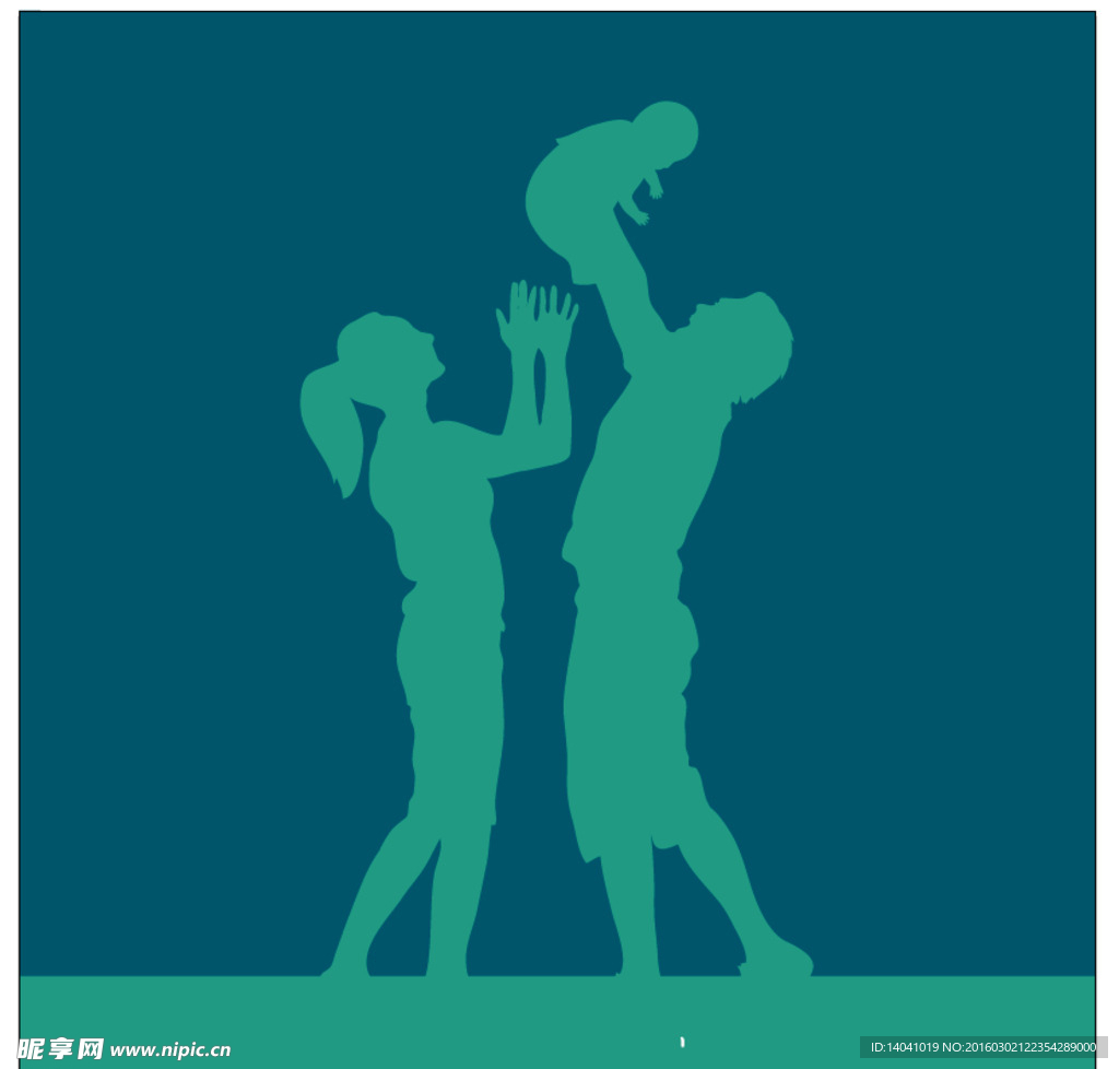 快乐家庭矢量剪影