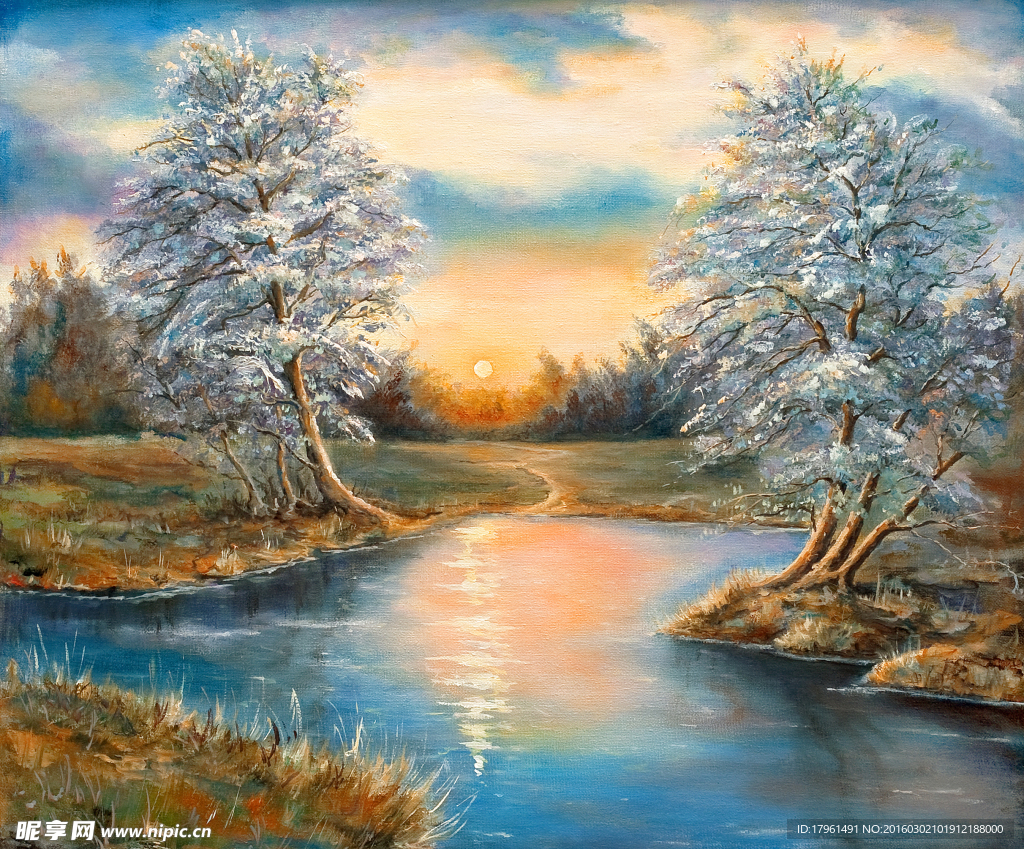 雪景油画