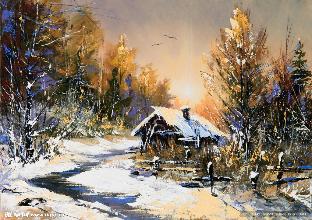 雪景油画