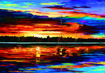 夕阳油画