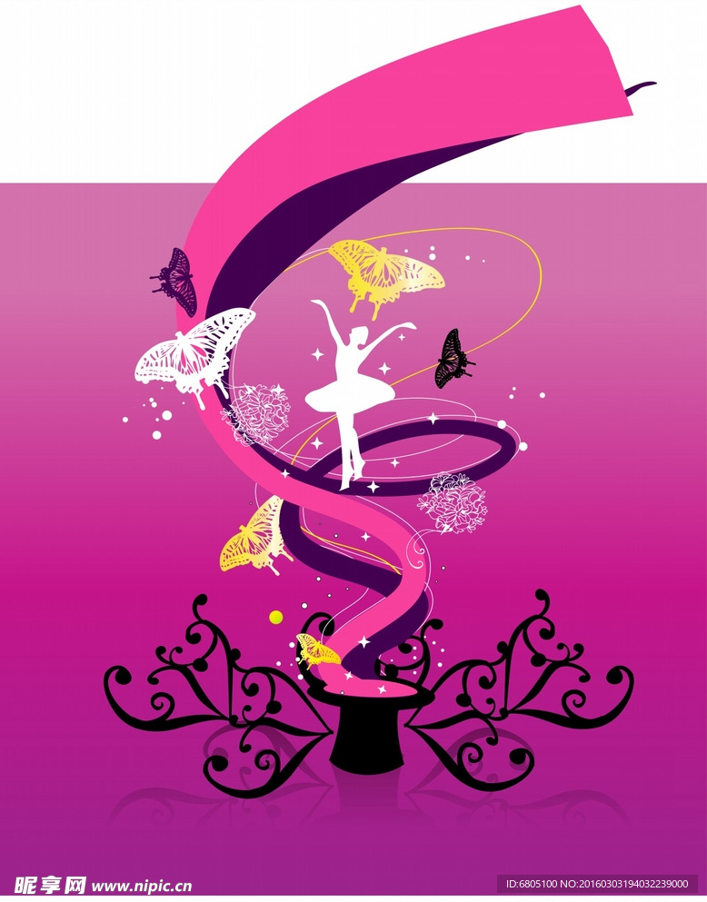 矢量紫色唯美艺术造型