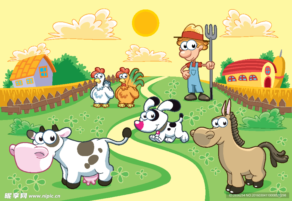 农场小动物时尚漫画