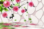 水中花 玫瑰壁画