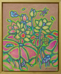 漂亮荷叶荷花油画作品
