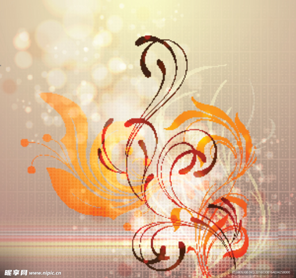 矢量光效花纹背景底纹