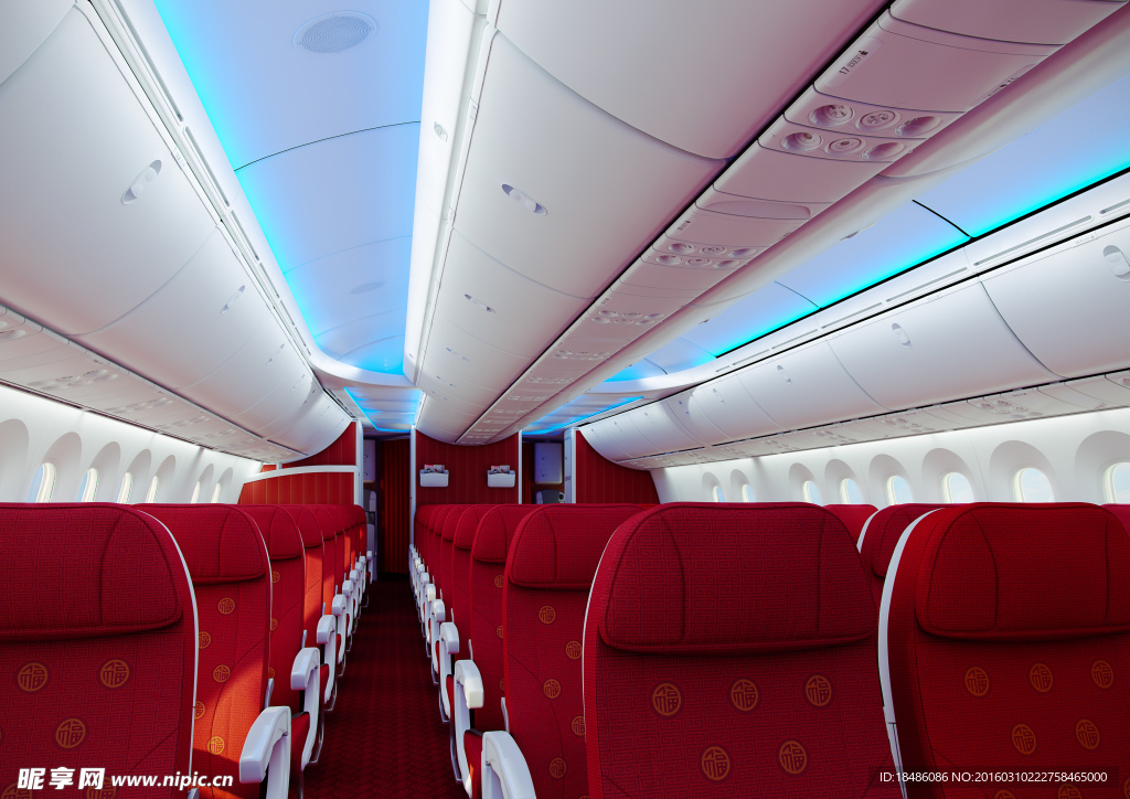 787飞机 内饰 3D效果图