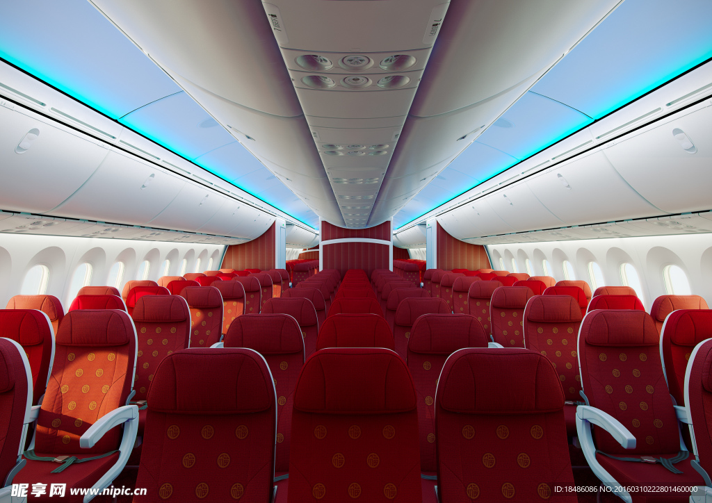 787飞机 内饰 3D效果图