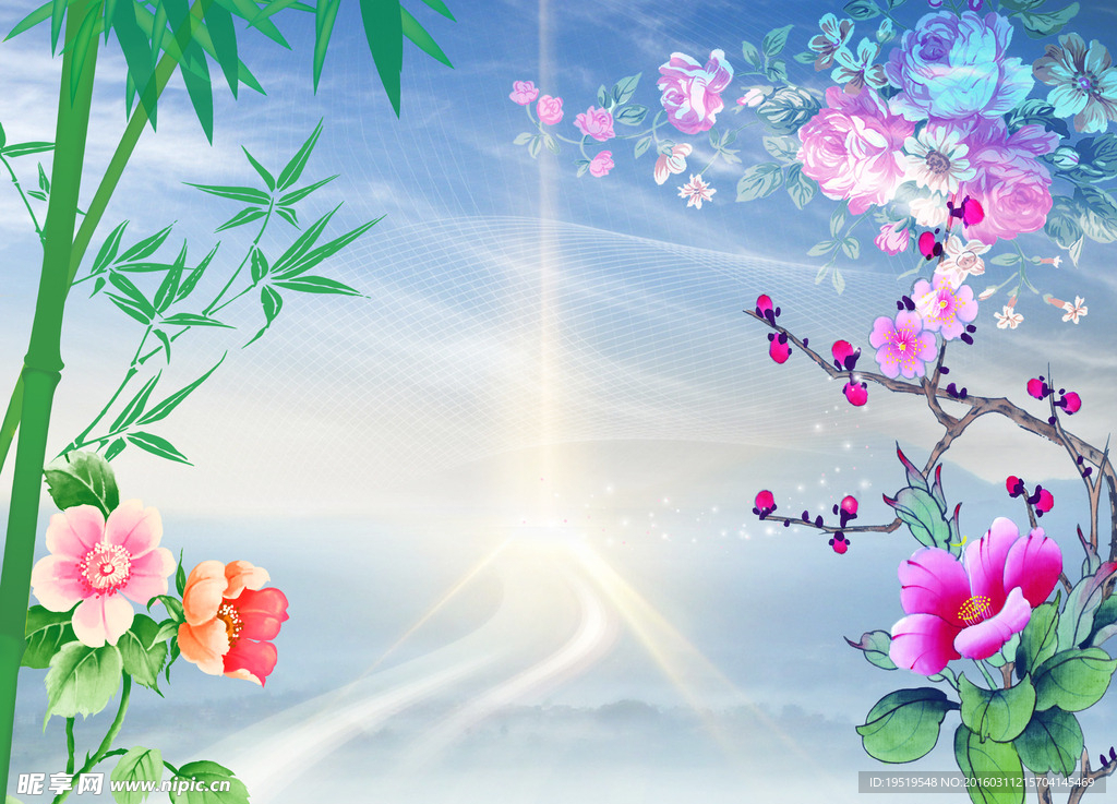 梦幻竹和花