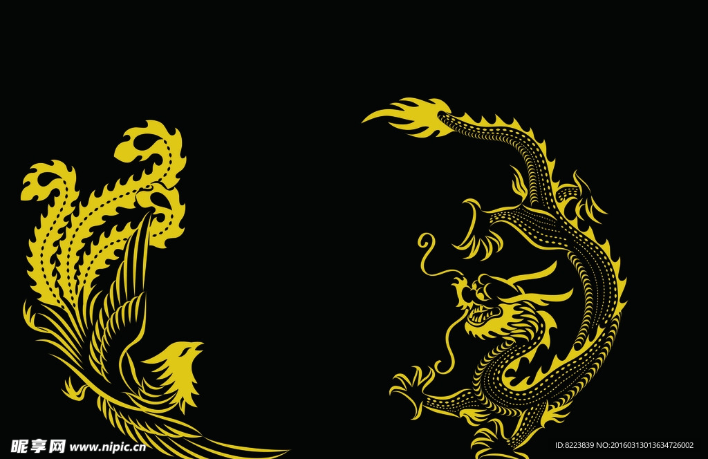 白描龙凤
