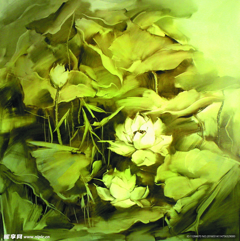 油画荷花