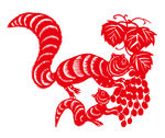 松鼠葡萄剪纸