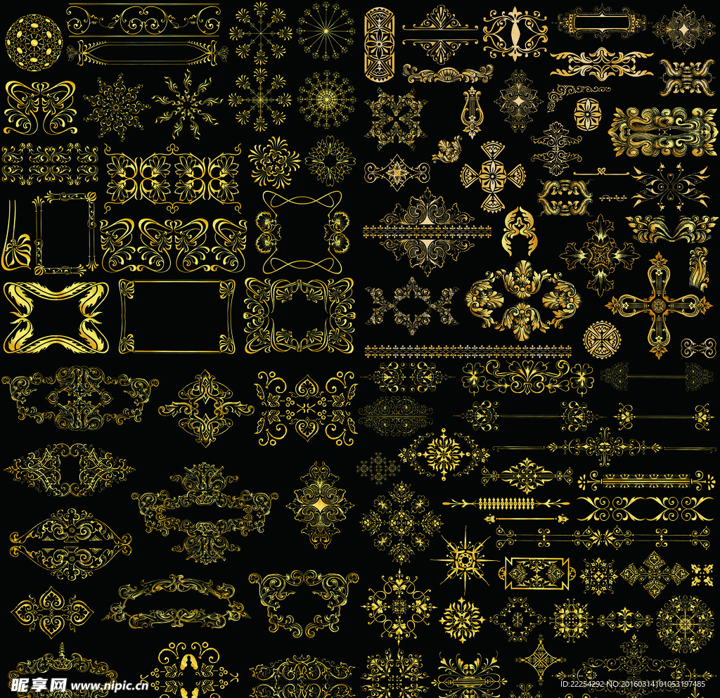 金色 边框 花纹 背景 PSD