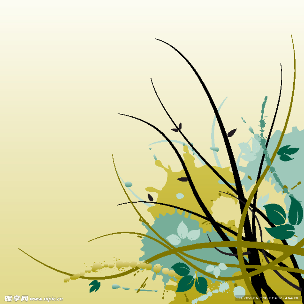 生长花纹线条素材