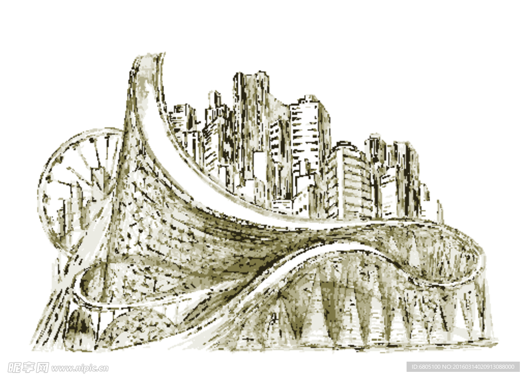 矢量素描建筑背景
