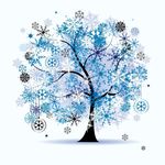 矢量雪花花朵大树素材
