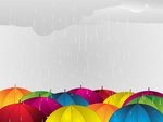 矢量错落的雨伞排列
