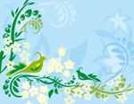 矢量花纹花朵飞鸟背景底纹