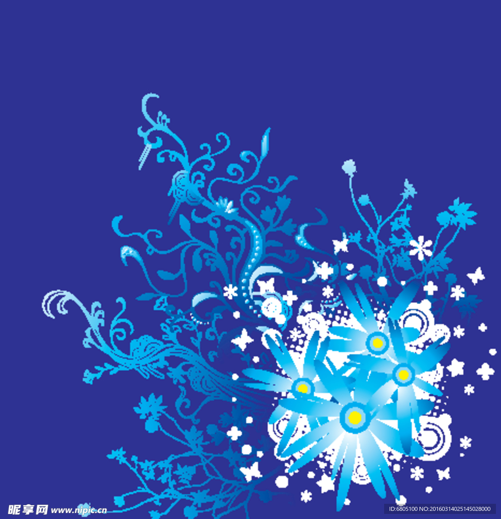 矢量唯美梦幻花朵背景底纹