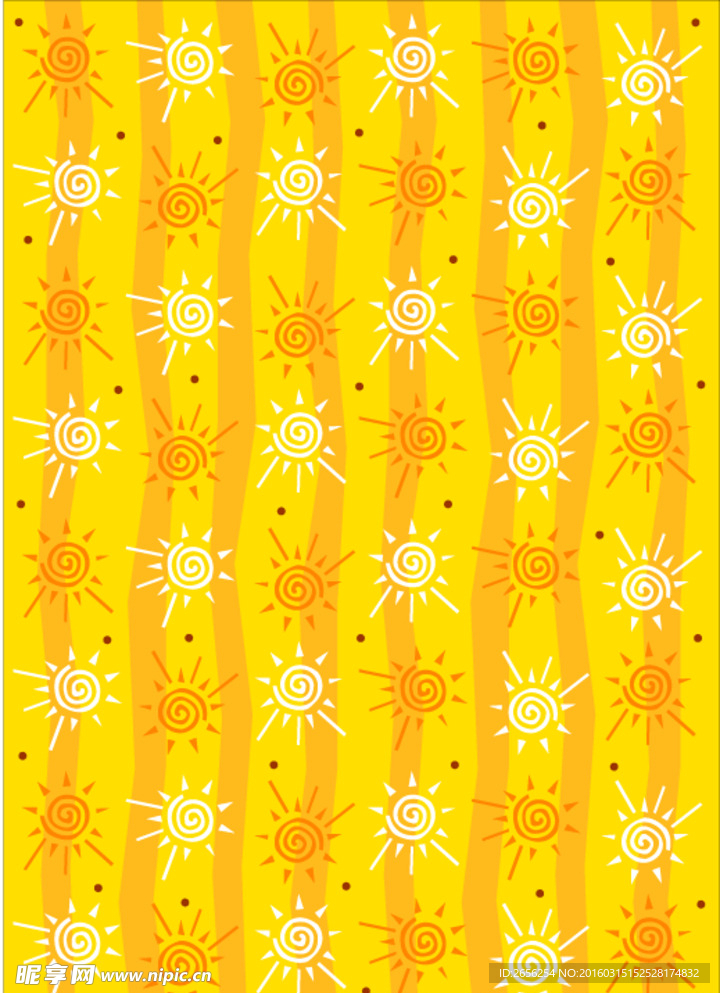 金色波浪线条手绘太阳花