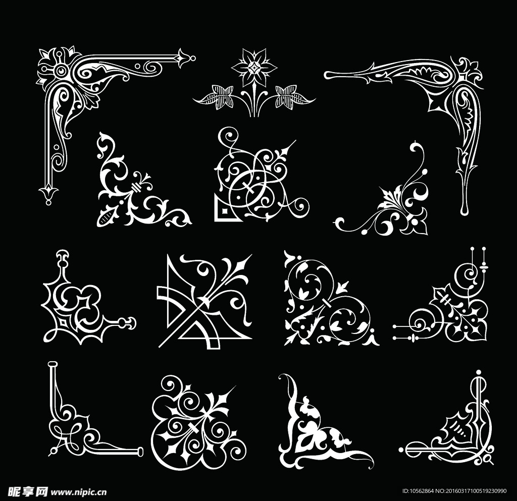 欧式花纹花边设计矢量素材