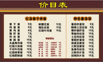 价目表