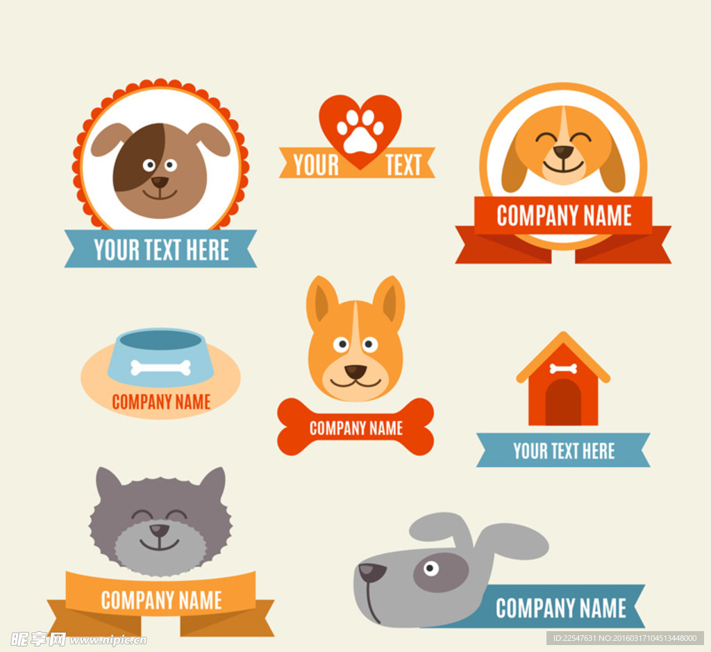 8款创意宠物标签矢量素材